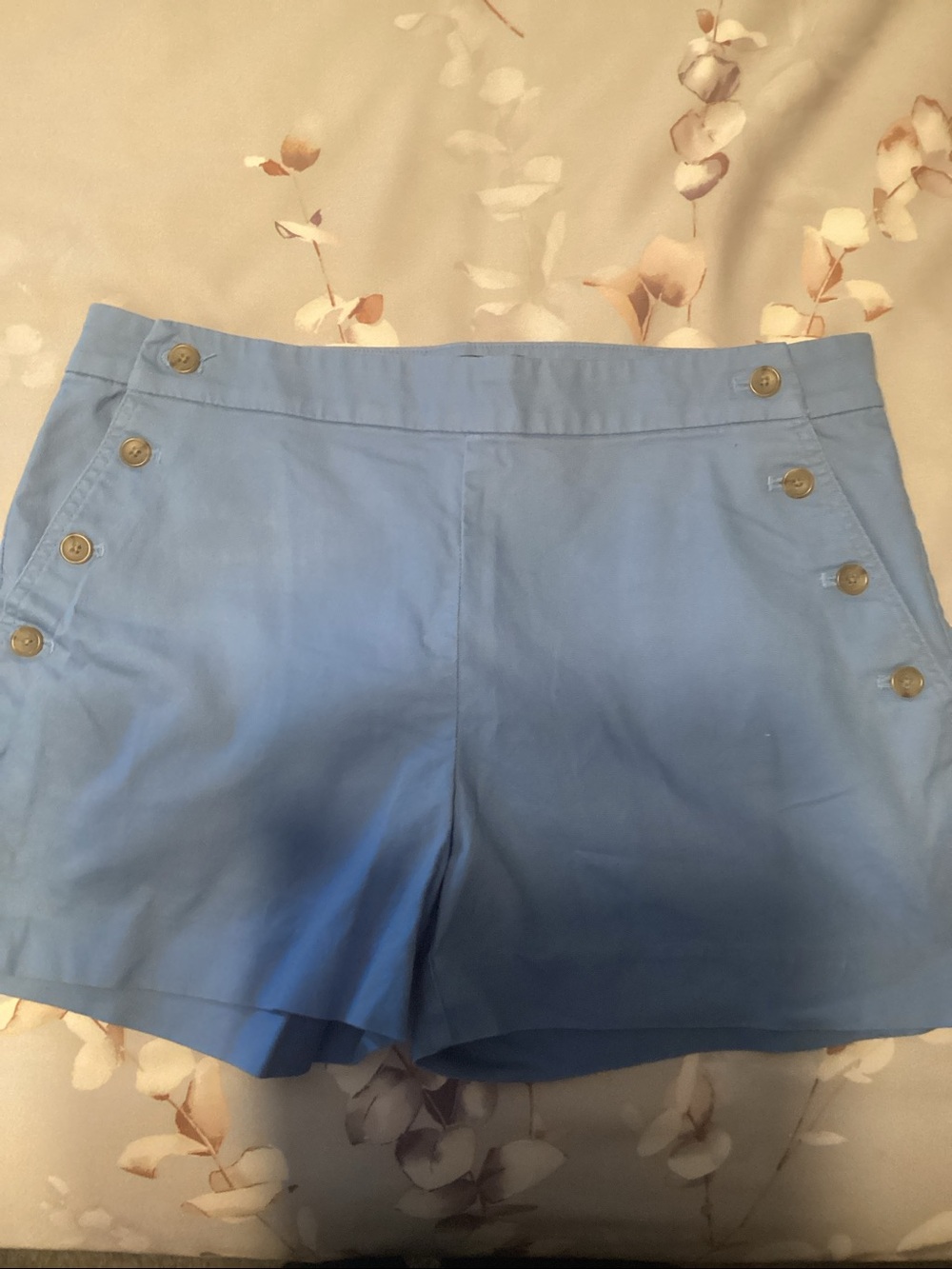 Banana Republic Light Blue Button-Accent High-Rise Shorts